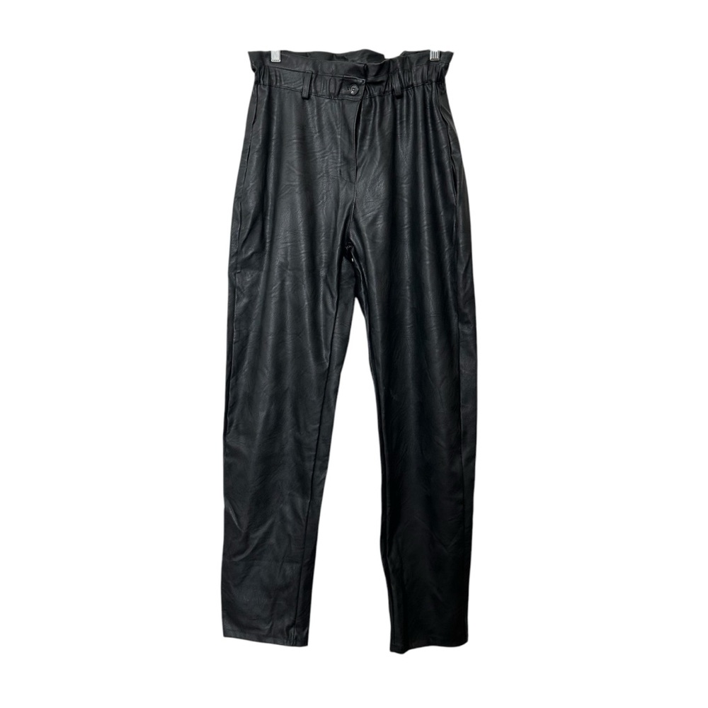 Nasty Gal Paper Bag Waist Vegan Leather Trousers